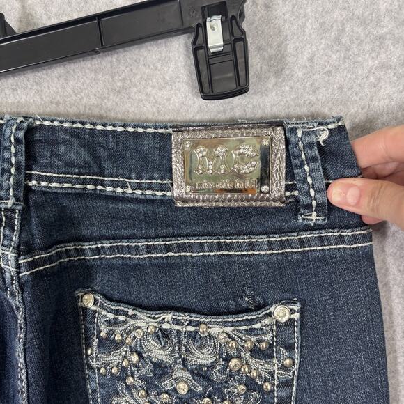 Y2K Miss Chic Bootcut Jeans 13 Low Rise Embellished Rhinestone Embroidered Rodeo - Picture 11 of 14